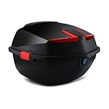 Topcase Motorradkoffer Helmkoffer passend für 2 Helme, 42 Liter Rückenlehne Top Box Koffer Top case universal, für Roller, Motorrad, Mofa & Quad, 40x40x28cm/15.7 * 15.7 * 11inch (Color : Black)