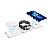 New Version 3 in 1 Faltbare Magnetische Kabellose Ladestation,Faltbare Wireless Ladepad Kompatibel mit iPhone 11/12/13/14 Pro Max/X/XS/XR,AirPods Pro,Samsung Galaxy,Apple Watch (Adapter not enthalten)