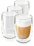 4x Doppelwandige Gläser Set 250ml - Cappuccino Thermogläser - für Heiß- und Kaltgetränke