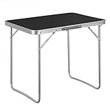 WOLTU Campingtisch Klapptisch Reisetisch mit Griff, 70x50x60cm(LxBxH) zusammenklappbar Gartentisch aus Alu und MDF für Picknick Strand im Freien, Schwarz, CPT8135sz