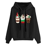 Weihnachten Hoodies Für Frauen Lustige Grafik Druck Santa Claus Muster Sweatshirt Langarm Kordelzug Pullover Weihnachten Pullover Casual Crewneck Lose Bequeme Tops Winter Warme Bluse