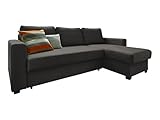 Atlantic Home Collection DUBLIN Schlafsofa mit Bettkasten, Polyester, Anthrazit, L-Form Sofa