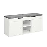 SoBuy FSR96-W Sitzbank mit Zwei Sitzkissen Schuhbank mit Stauraum Garderobenbank Truhenbank Schuhtruhe Dielenbank weiß BHT ca: 100x48x34cm