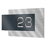 Graviers Design Hausnummernschild aus V2A Edelstahl 265x150mm - Anthrazit RAL 7016 - Wetterfest Rostfrei Individuell anpassbar nach eigener Nummer - Made in Germany