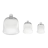 DRULINE 3er Set Glasglocke Transparent Deko Glaskuppel Glashaube Kuchenglocke Tischdeko Lebensmittel Obsthaube Tortenglocke Kuchenabdeckung Käseglocke Ø 10/15/22 cm Glasdom zur Dekoration