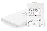 25 Geschenkanhänger - Dankeschön - Weiß mit Blumen, originelle Mini Dankeskarten zum Geschenke Beschriften, Handlettering, edel exklusiv individuell, A7 Recyclingpapier Klappkarten