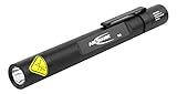 ANSMANN Led Taschenlampe FUTURE T120 Mini Stiftleuchte, 130 Lumen, Spritzwassergeschützt, Clip, kleine Penlight inklusive 2 AAA Batterien, schwarz, 11,5 x 1,6 x 1,6 cm