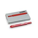 LAMY T 10 Tinte 825 – Tintenpatrone mit großem Tintenvorrat in der Farbe Rot für alle Lamy Patronenfüllhaltermodelle – 5 Stück / 1,25 ml