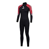 Damen 3 mm Neoprenanzug für Herren, Ganzkörper-Tauchanzüge mit Reißverschluss auf der Rückseite, für Tauchen, Surfen, Schwimmen, Schnorcheln (Frauen rot, L)