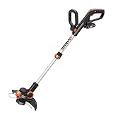 WORX WG163E.1 20V Akku-Rasentrimmer –​​ Inkl. Li-Ion Akku, Ladestation, Spule, Sicherheitsschutz und Rad zum Kantenschneiden, 30 cm Schnittdurchmesser