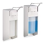 2 x Eurospender 500 ml, intelligente Handhygiene, Seifenspender, Desinfektionsmittelspender, Bügel-Mechanik, weiß