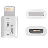 reconnect Adapter Micro USB auf Lightning weiß zum Laden und Synchronisieren Ihres iPhone 5 5S SE 5C 6 6s 7 Plus 8 X und viele mehr