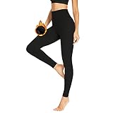 HLTPRO Leggings Damen Gefütterte Thermoleggins Mit Teddy-Innenfleece High Waist Leggins Warm Winter Fabletics Sportleggins Lang Strumpfhosen Yogahose Laufhose(1er-Schwarz,S-M)