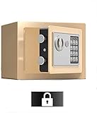 Safe Box Tresorschrank Kleiner Tresor Bürotresor Schließfach Für Den Hausgebrauch Dokumente Offizielle Siegel Geldschrank Smart Home Safe (Pin (Braun) (Gold)