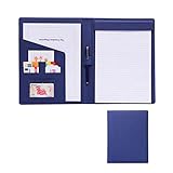 KARMIO Ordner Padfolio Padfolio Organizer A4 PU Leder Dokumentenmappe Konferenzmappe Business Aktenmappen Business Meeting Büro Schule Fur Damen Herren (Color : Blue, Size : No Notepad)