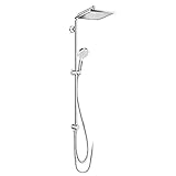 hansgrohe wassersparendes Duschsystem Crometta E 240 Reno (Regendusche, Kopfbrause: 1 wassersparende Strahlart, Duschkopf mit Schlauch, Duschstange und Umsteller) chrom