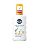 NIVEA SUN Babies & Kids Sensitiv Schutz Sonnenspray LSF 50+ (200 ml), extra wasserfestes Sonnencreme Spray für Kinder, Sonnenmilch als praktisches Spray ohne Parfum