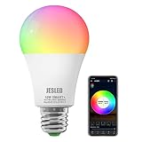 Alexa Glühbirne, JESLED 10W Glühbirne E27, 800LM WiFi Lampe Kompatibel mit Alexa/Google Home, 2700-6500K RGB Mehrfarbige Dimmbare Birne, Smart Glühbirne für Schlafzimmer, Wohnzimmer, Bar, Party