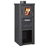 ProTermo Lava Basic Glass Schwarz/Anthrazit Kaminofen mit Schamottsteinen - 6,5 kW Heizleistung - 33x36x82 cm Holzofen [Energieeffizienzklasse A] mit Sichtfenster - Bauart 2