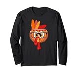 Thanksgiving Kürbis Truthahnfeder Kopfschmuck Warbonnet Langarmshirt