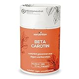 Beta Carotin aus Alge 50.000 IE Vitamin A pro Kapsel | 120 Kapseln | Hochdosiert | aus Dunaliella-salina-Alge und Karotten-Extrakt | gute Bioverfügbarkeit und Verträglichkeit | Vegan