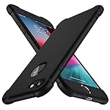 ORETECH Handyhülle für iPhone 7 Hülle,iPhone 8 Hülle, mit [2X Displayschutzfolie] 360 Grad Ganzkörper Schutzhülle Stoßfest Dünn Soft TPU Silikon Bumper Hart PC Rugged Case Hülle für iPhone 7/8-Schwarz