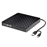 Externes DVD CD Laufwerk, USB 3.0 & Type-C Tragbar CD DVD +/-RW Brenner Optische Laufwerke CD ROM/DVD Player Reader DVD Laufwerk Extern für PC Laptop Desktop MacBook Windows 11/10/8/7 Linux/Mac/Apple