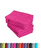 10er Pack Waschhandschuhe, Waschlappen Größe 15x21 cm in Magenta 100% Baumwolle