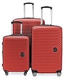 HAUPTSTADTKOFFER - Mitte - 3er Koffer-Set Trolley-Set Rollkoffer Reisekoffer Erweiterbar, TSA, (S, M & L), Rot