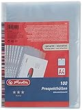 Herlitz 5814108 Prospekthülle A4 genarbt 100er Packung mit Lochrandverstärkung