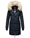 MARIKOO warme Damen Winterjacke gesteppt lang B879 [B879-Chask-Navy-Gr.M]