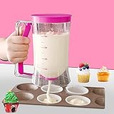 SIYINGSAERY Teigspender Teigportionierer 900ml Kuchen Teigspender Messbecher Dosierer Waffeln Teigspender Teigportionierer Cupcake Sonder Batter Backen DIY Werkzeug mit Deckel und Skala (‎Lila)