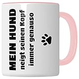 Hunde Tasse Geschenkidee Haustier Kaffeetasse Humor Witz Geschenk für Hundebesitzer Kaffeebecher Hund Becher (Weiß & Rosa)