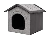 PillowPrim Hundehütte Hundehöhle Hundebett Hundehaus Katzenhöhle mittle L - 52x46 cm hellgrau mit Graphit