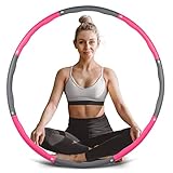 KreisFit Hula Hoop, Premium Hula Hoop Reifen, größenverstellbar, 1,2kg, Fitnessreifen zur Gewichtsabnahme, Grau / Pink, 1m