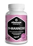 D-Mannose Kapseln hochdosiert & vegan, 2000 mg pro Tagesdosis, 60 Kapseln mit 500 mg pro Kapsel, Nahrungsergänzung ohne unnötige Zusatzstoffe, Made in Germany