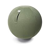 VLUV SOVA Stoff Sitzball 60-65cm, ergonomisches Sitzmöbel, atmungsaktiv und langlebig, mit Tragegriff und Bodenring, inkl. Handpumpe, Farbe: Pesto (grün)