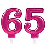 Party-Teufel® 2X Zahlenkerzen Zahl 65 in Pink 11cm groß Tortenkerze Deko Geburtstag Geburtstagskerze Kerze