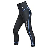 SKYSPER Fahrradhose Damen Wasserdicht Radhose Kurz mit Gepolstert Atmungsaktives elastisches Sitzpolster Radlerhose 3/4 Radfahren Pants