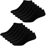 YouShow Sneaker Socken Herren Damen 10 Paar Kurze Halbsocken Quarter Baumwolle Unisex(Schwarz,35-38)