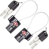 Kabel Schloss mit Schlüssel (2er set) OW-Travel Kofferschloss Vorhängeschloss Gepäckschloss Sicherheitsschloss Schlüsselschloss TSA Lock Cable USA Schloss für Rer Reise Koffer Spind Rucksack (Schwarz)