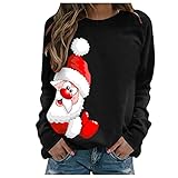 Chanpning Weihnachtspulli Damen Sweatshirt Rundhals Langarm Weihnachten Pullover Langarm Rundhals Pullover Pullover Sweatshirt Rundhals Tops Oberteile für Frauen