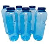 SAXONICA Trinkflasche aus Tritan 6 x 1 Liter ohne Weichmacher BPA frei (Bisphenol A frei) für Wasser, Milch oder Saft