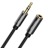 deleyCON 1m Aux Kabel 3,5mm Verlängerung - Audio Klinkenkabel Stereo Verlängerungskabel - Baumwollkabel & Metallstecker - Handy Smartphone Tablet Kopfhörer HiFi Receiver Kfz