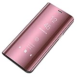 Bakicey Samsung Galaxy S7 Edge Spiegel Hülle, Samsung Galaxy S7 Edge Handyhülle Flip Tasche Leder Case Cover mit Standfunktion handyhuelle Schutzhülle für Samsung Galaxy S7 Edge, Roségold