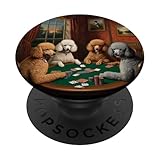 Hunde spielen Poker Pudel Hundepudel Kartenspielkarten PopSockets Klebender PopGrip