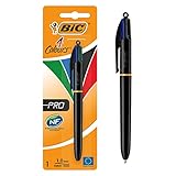 BIC 897785 Kugelschreiber 4 Colours Pro, mit schwarzem Schafft, 1 Stift, Ideal für das Büro, das Home Office oder die Schule