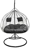 Trendyshop365 XL Polyrattan Outdoor Hängesessel mit Gestell inklusive Polster und Kissen Hängeliege Hängestuhl Garten