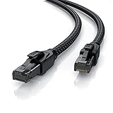 CSL - CAT 8.1 Netzwerkkabel 40 Gbits - 3m - Baumwollmantel - Black Series - LAN Kabel Patchkabel RJ45 - CAT 8 Gigabit Ethernet Cable - 40000 Mbits - S/FTP PIMF Schirmung - kompatibel zu Cat 6 Cat 7