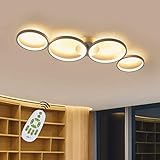 GBLY LED Dimmbar Deckenlampe Modern Wohnzimmerlampe 4 Flammig in Ringoptik, 55W Weiß Innen Deckenleuchte aus Aluminium Dekorative Kronleuchter für Schlafzimmer Wohnzimmer Büro Arbeitszimmer, 88cm